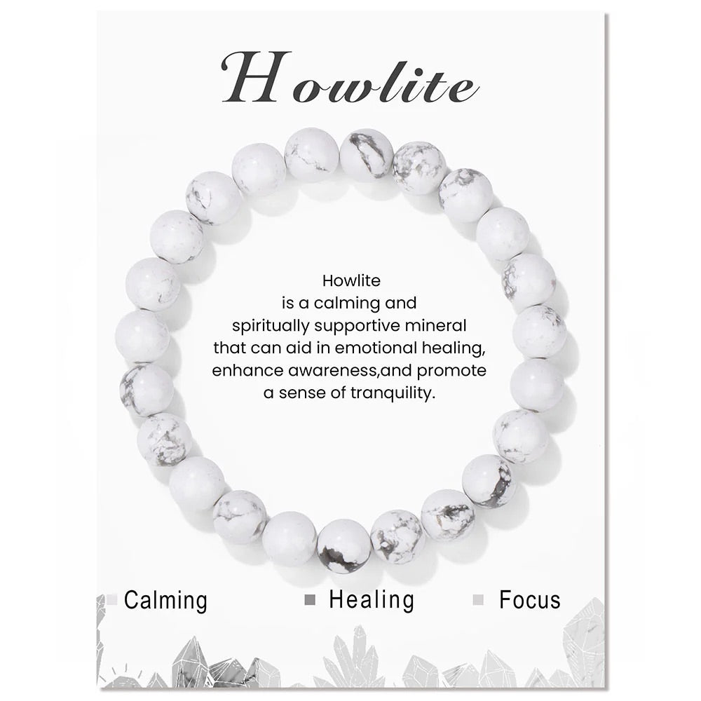 Natural Crystal Beaded Elastic Rope Simple Bracelet