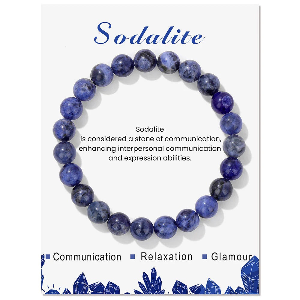 Natural Crystal Beaded Elastic Rope Simple Bracelet
