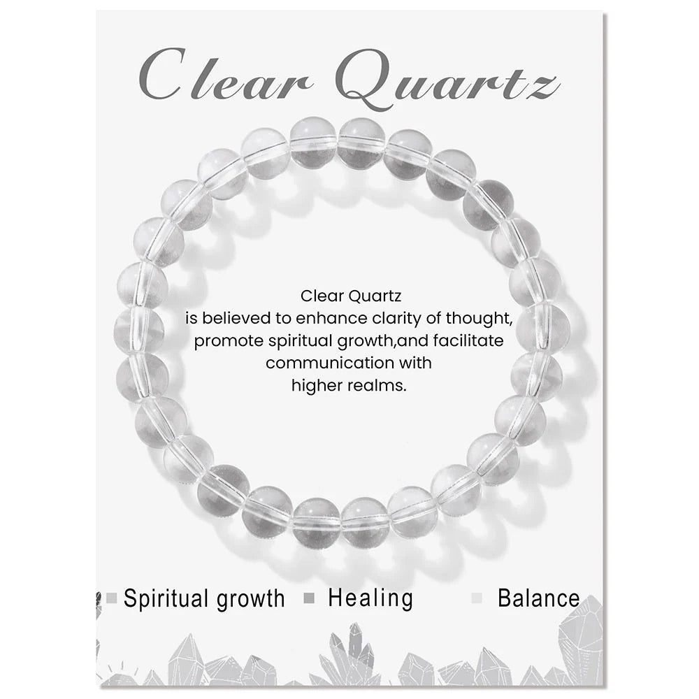 Natural Crystal Beaded Elastic Rope Simple Bracelet