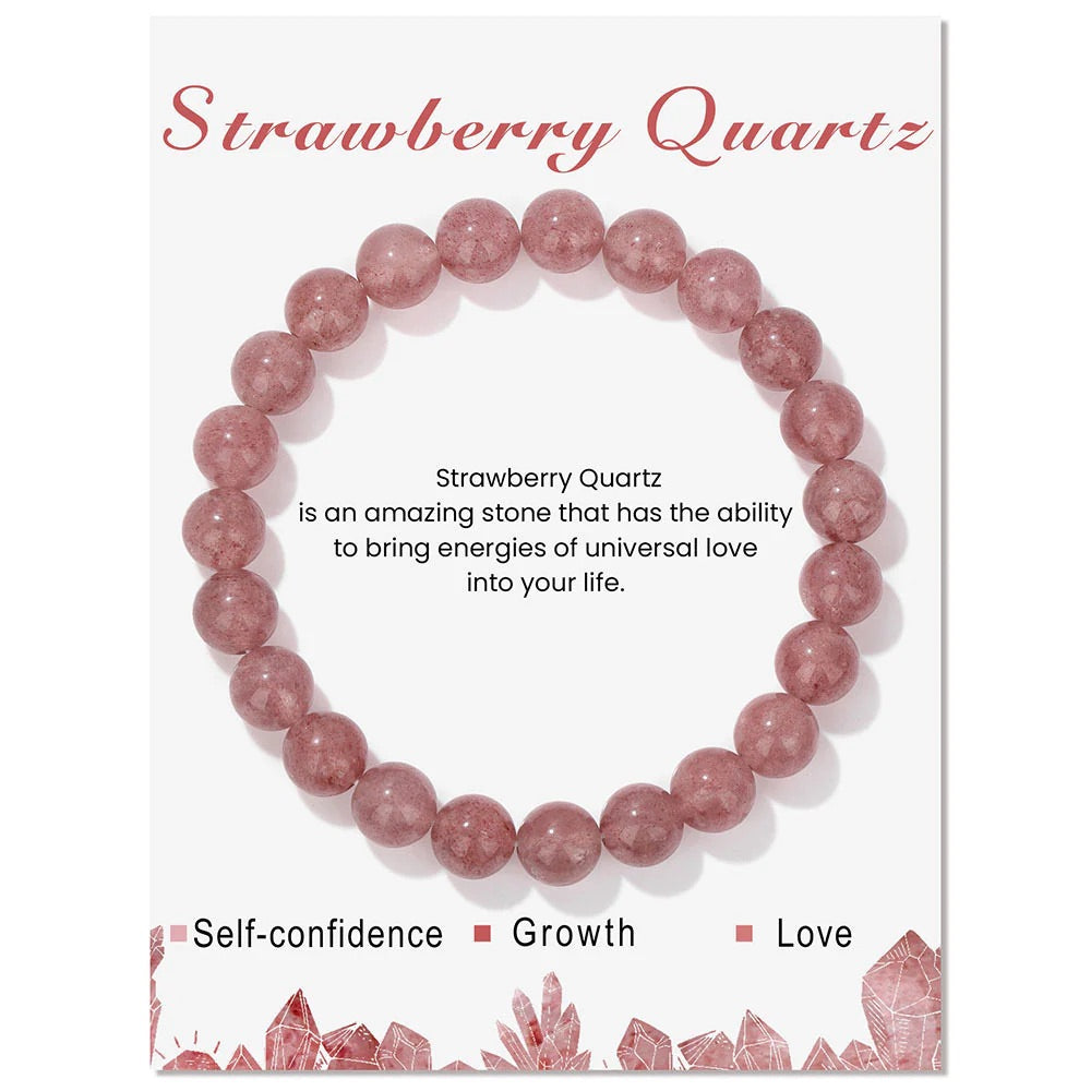 Natural Crystal Beaded Elastic Rope Simple Bracelet